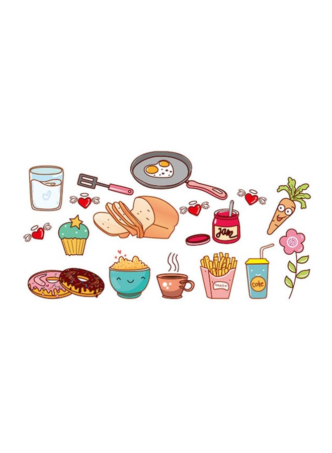 Beauenty DIY Cartoon Cookware Food Wall Sticker Multicolour 40 x 30cm - Image 1