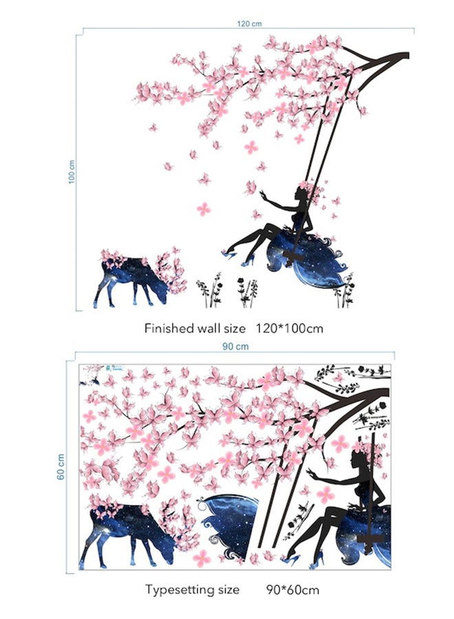 بيوينتي ملصق جداري مبتكر قابل للإزالة بتصميم زهور البرقوق أزرق وردي 60 x 90Ø³Ù†ØªÙŠÙ…ØªØ± - Image 2