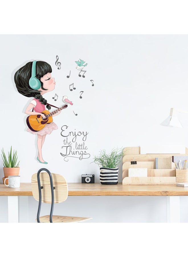 Beauenty - Creative Girl Guitar Note Wall Sticker Multicolour 45 x 60centimeter - Image 1