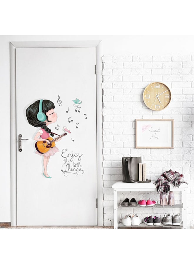 Beauenty - Creative Girl Guitar Note Wall Sticker Multicolour 45 x 60centimeter - Image 1