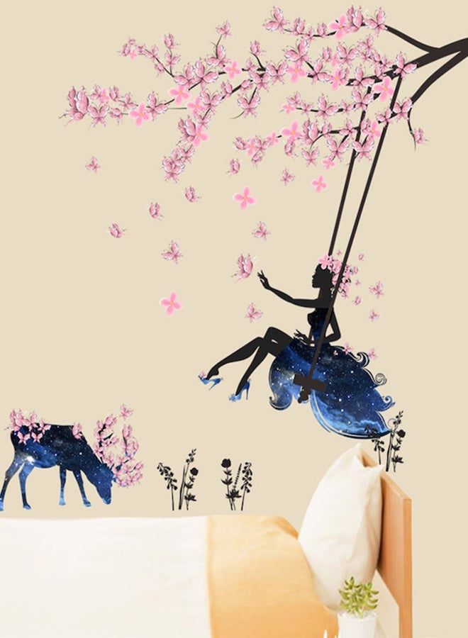 بيوينتي ملصق جداري مبتكر قابل للإزالة بتصميم زهور البرقوق أزرق وردي 60 x 90Ø³Ù†ØªÙŠÙ…ØªØ± - Image 3