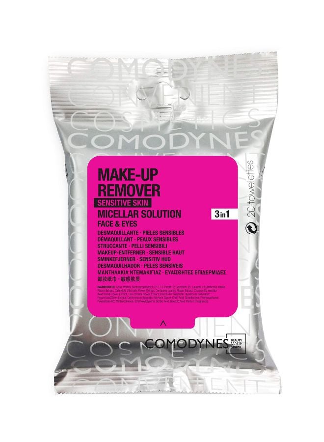 Pack Of 20 3 In 1 Make Up Remover For Sensitive Skin White