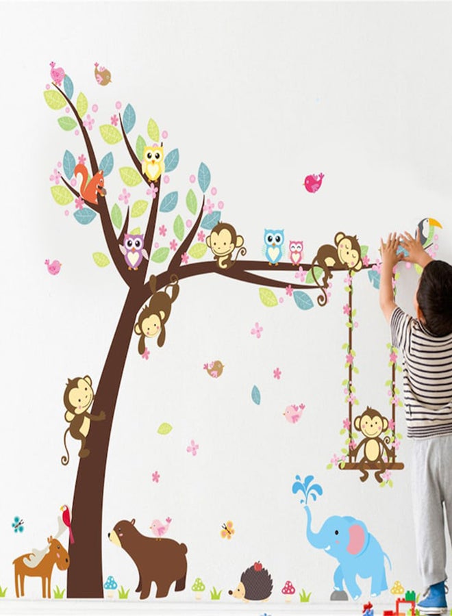 Beauenty Cute Animals Trees Print Wall Sticker Multicolour - Image 4