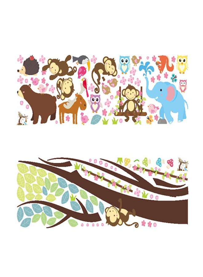 Beauenty Cute Animals Trees Print Wall Sticker Multicolour - Image 1