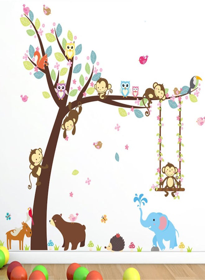 Beauenty Cute Animals Trees Print Wall Sticker Multicolour - Image 2