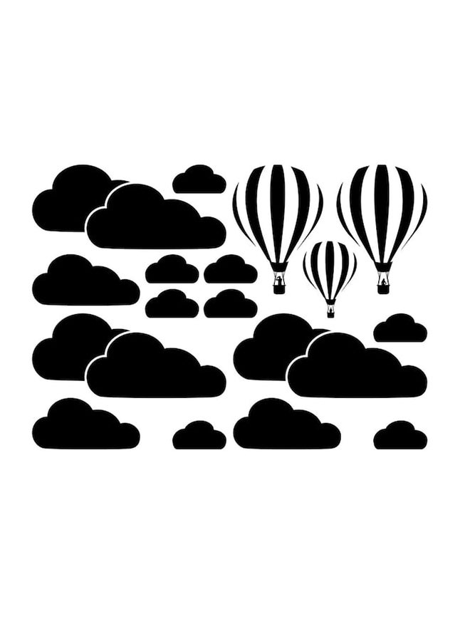 Beauenty 20-Piece Hot Air Balloon Cloud Wall Sticker Set Black 60 x 83cm - Image 1