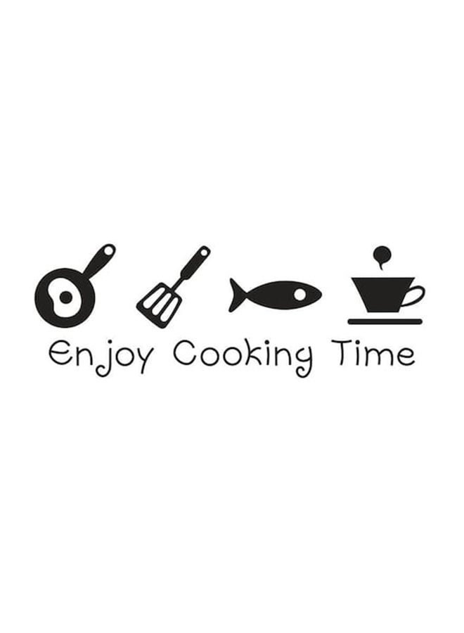 بيوينتي ملصق جداري بتصميم أدوات مطبخ وعبارات مبتكرة أسود 20 x 51سم - Image 1