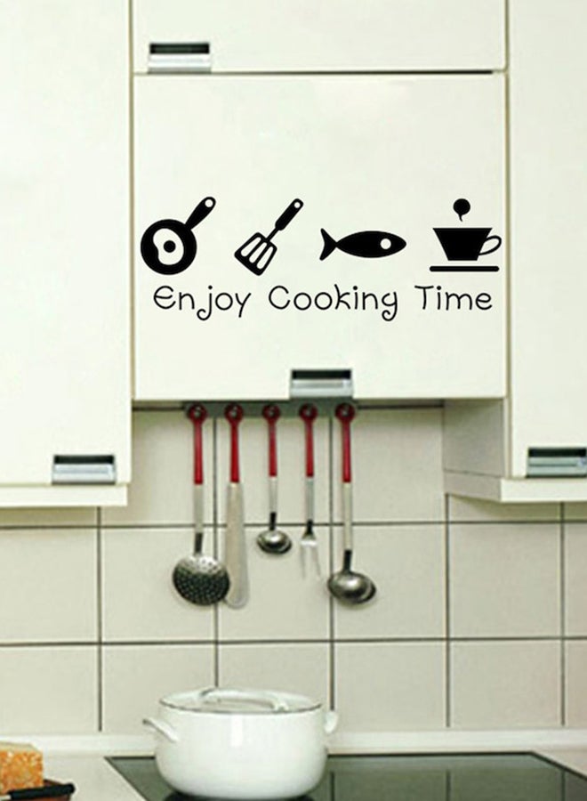 بيوينتي ملصق جداري بتصميم أدوات مطبخ وعبارات مبتكرة أسود 20 x 51سم - Image 2