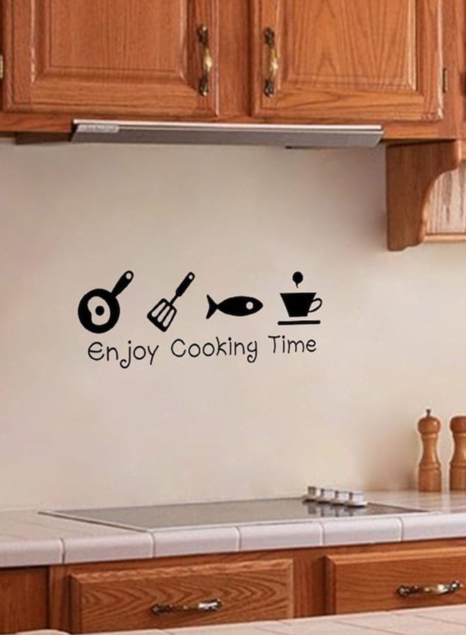 بيوينتي ملصق جداري بتصميم أدوات مطبخ وعبارات مبتكرة أسود 20 x 51سم - Image 3