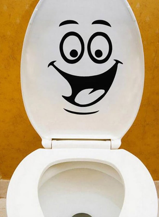 بيوينتي ملصق لمقعد المرحاض بطبعة رسم كرتوني لوجه ضاحك أسود 24 x 18سم - Image 3