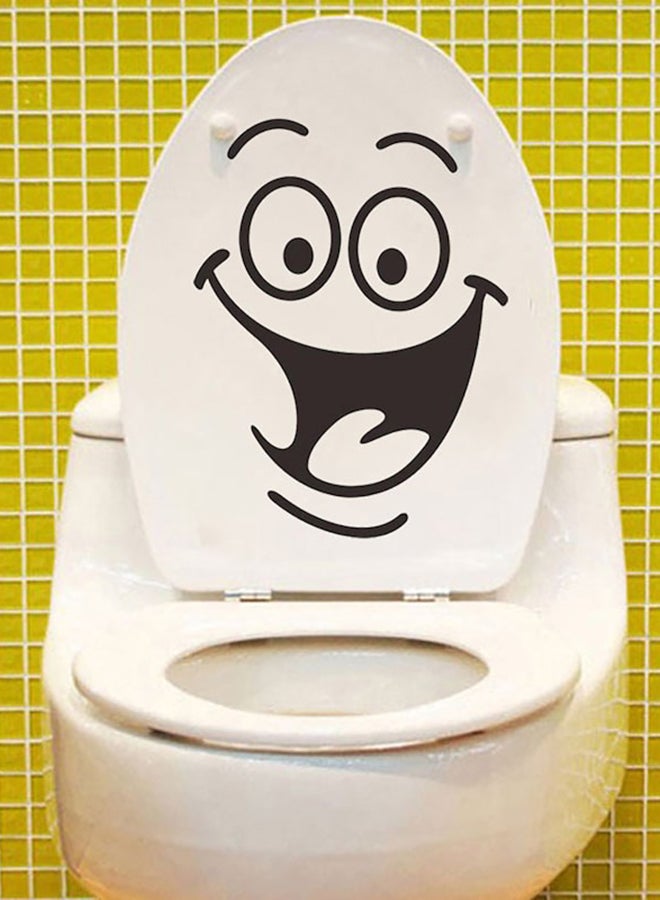 بيوينتي ملصق لمقعد المرحاض بطبعة رسم كرتوني لوجه ضاحك أسود 24 x 18سم - Image 4