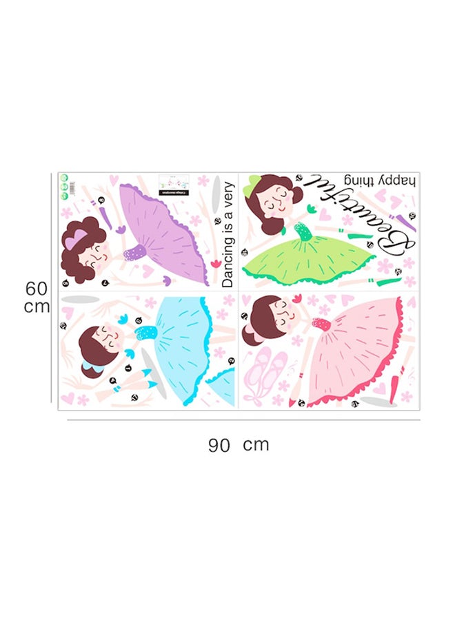 Beauenty Cartoon Ballerina Girl Delicate Wall Sticker Multicolour 60 x 90cm - Image 2