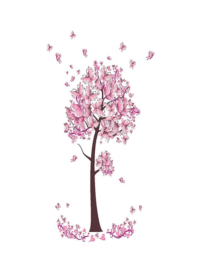 Beauenty Butterfly Tree Design Self Adhesive Wall Sticker Pink/Brown 45 x 60cm - Image 1