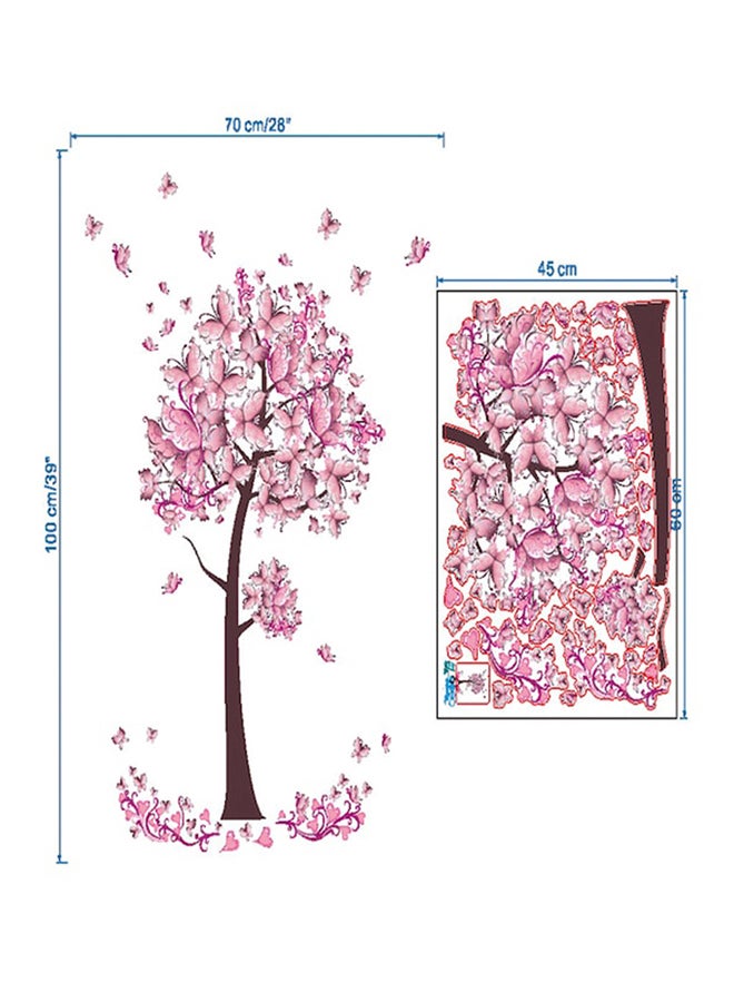 Beauenty Butterfly Tree Design Self Adhesive Wall Sticker Pink/Brown 45 x 60cm - Image 2