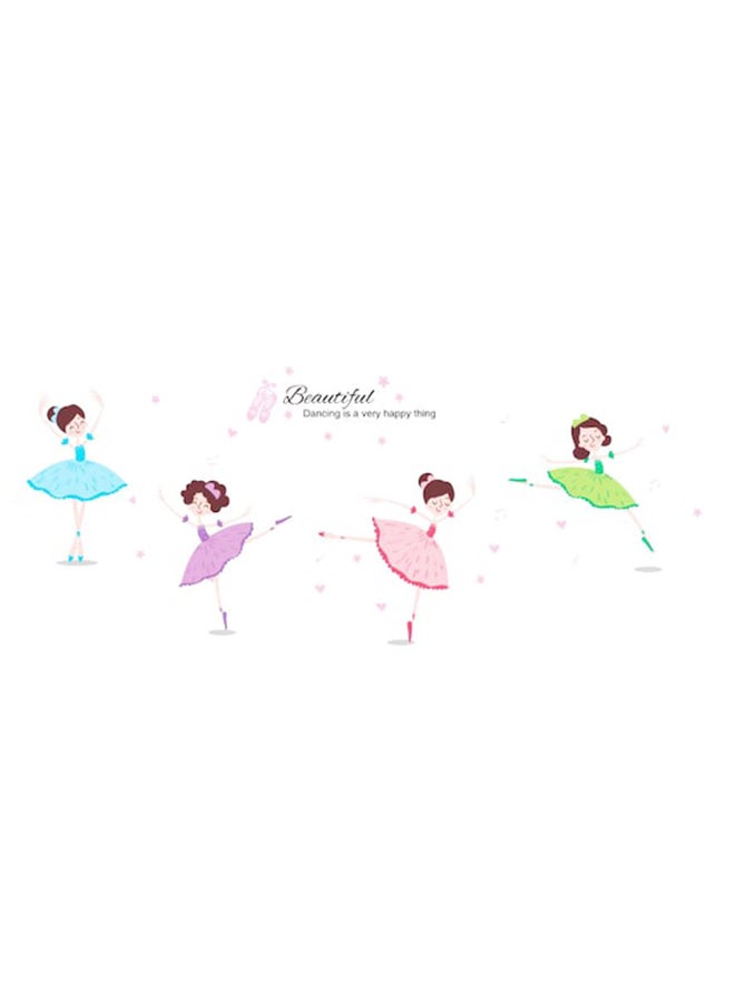 Beauenty Cartoon Ballerina Girl Delicate Wall Sticker Multicolour 60 x 90cm - Image 1