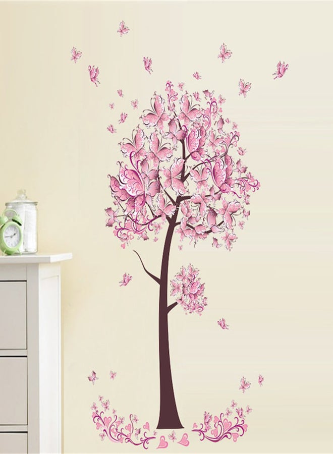 Beauenty Butterfly Tree Design Self Adhesive Wall Sticker Pink/Brown 45 x 60cm - Image 3