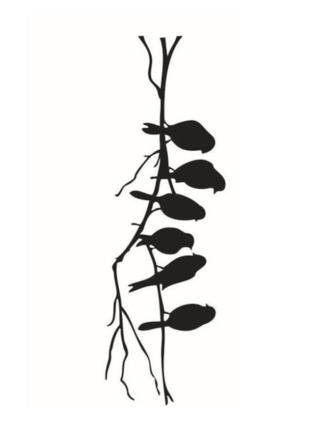 Beauenty Cute Birds Standing On Branch Pattern Wall Sticker Black 60 x 26cm - Image 1