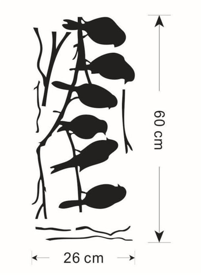 Beauenty Cute Birds Standing On Branch Pattern Wall Sticker Black 60 x 26cm - Image 2