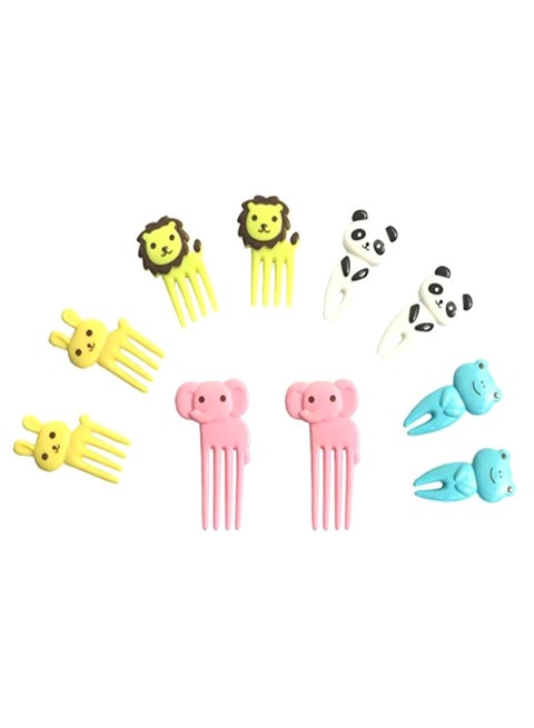 10-Piece Animal Farm Fruit Fork Set Multicolour