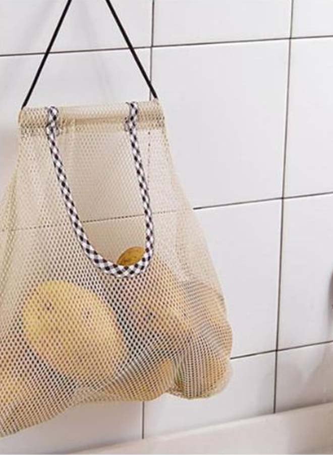 Reusable Fruit And Vegetable Hanging Storage Bag Beige 28 x 24.5cm  - Image 3