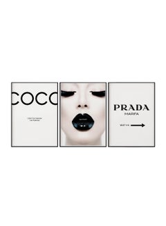 Boomah Accessories Set Of 3 Coco Chanel PRADA Girl Lips Framed Fashion  Posters Black/White 30x40centimeter UAE