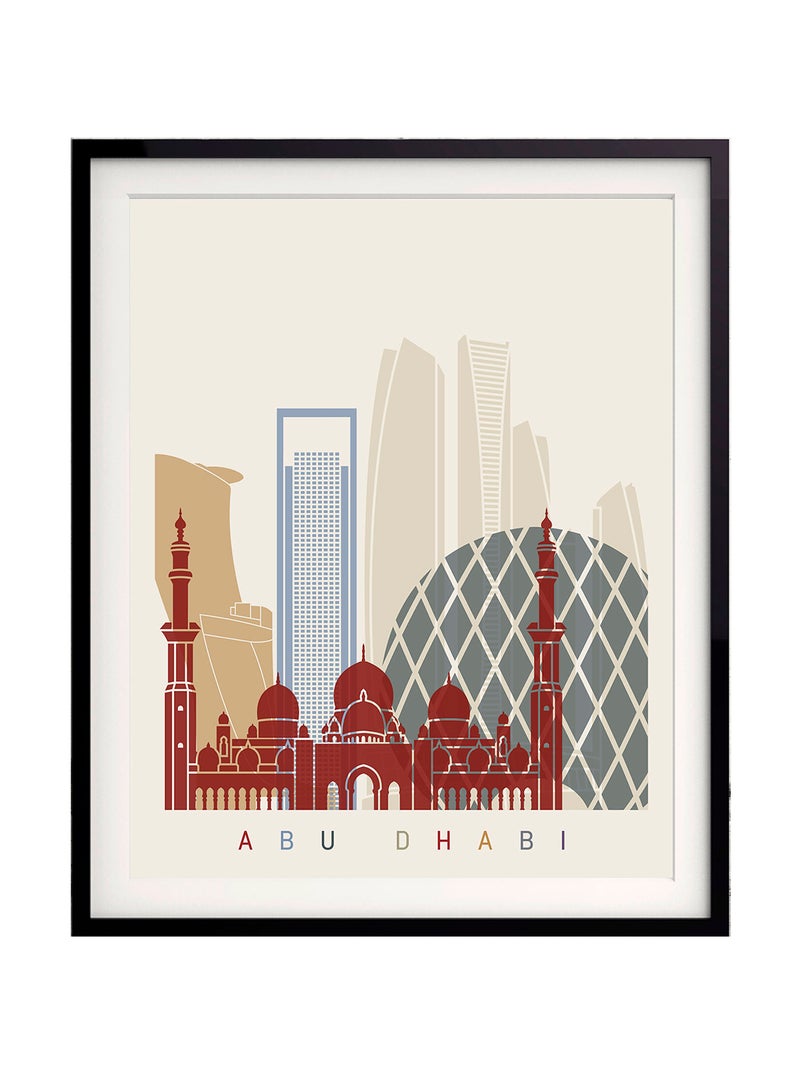 Abu Dhabi Skyline Framed Poster Multicolour 30x40cm