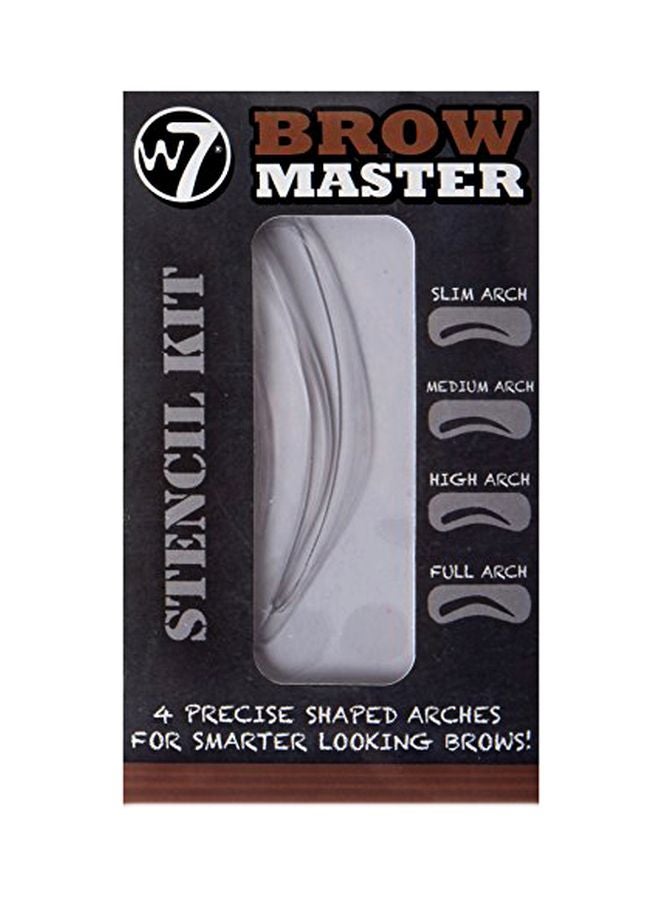 W7 - Brow Master Eyebrow Shaped Stencil Kit Black/Clear - Image 1