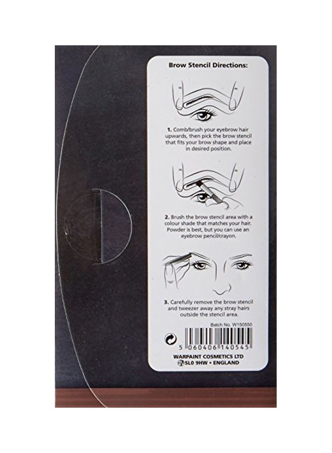 W7 - Brow Master Eyebrow Shaped Stencil Kit Black/Clear - Image 1