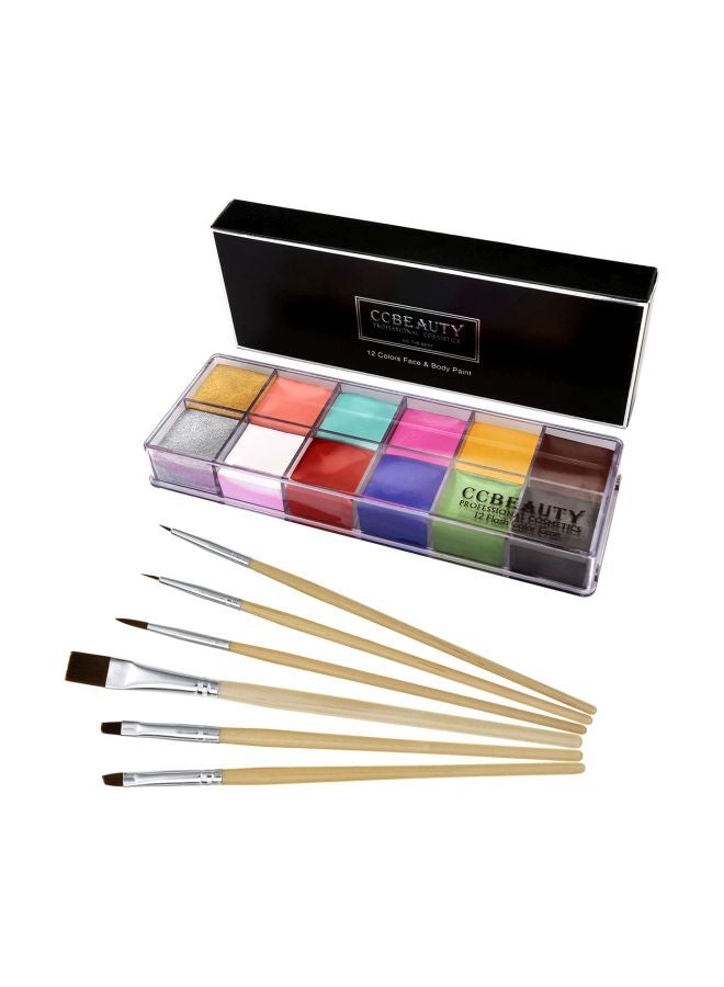 Face And Body Paint With Brush Set Multicolour
