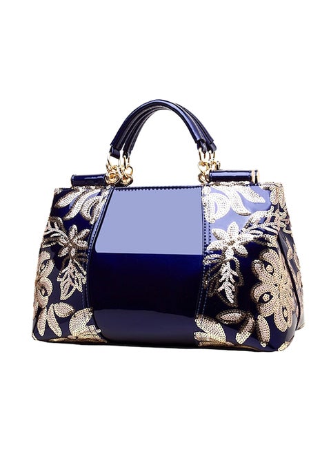 Floral Print Crossbody Bag Blue
