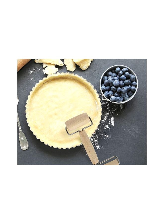 Double Sided Wooden Dough Roller Beige/Silver