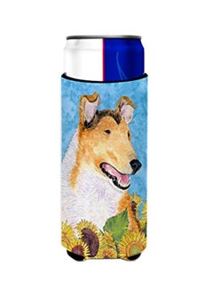 Collie Smooth in Summer Flowers Printed Insulated Beverage Cover Multicolour 4x6.5inch