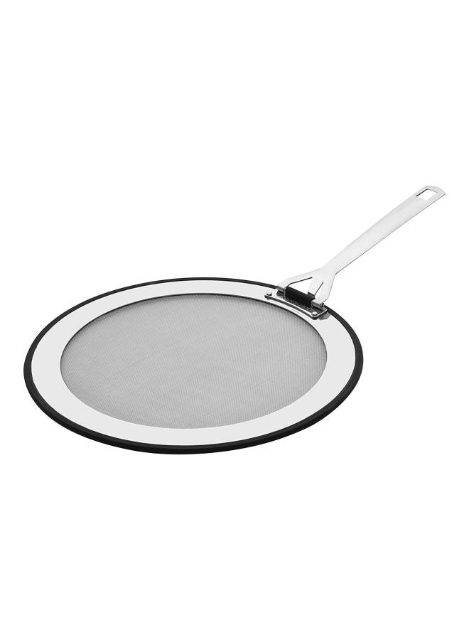 Le Creuset Stainless-Steel Splatter Guard Silver/Black 14.5x12.5x0.5inch  - Image 1