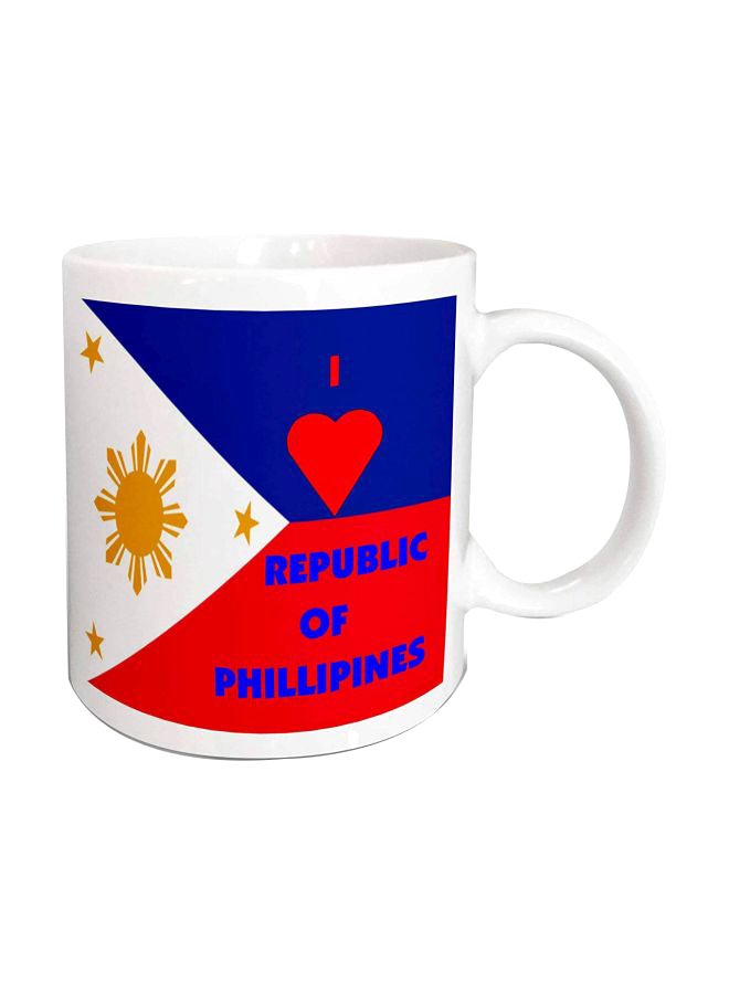 3Dروز كوب من السيراميك بطبعة عبارة "I Love The Philippines" أبيض/أحمر/أزرق - Image 1