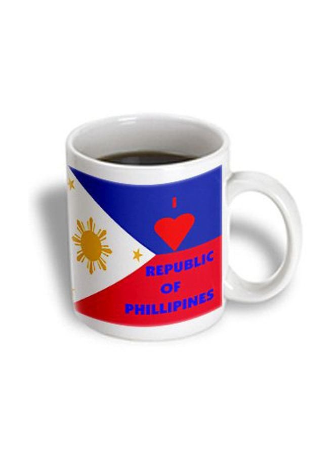 3Dروز كوب من السيراميك بطبعة عبارة "I Love The Philippines" أبيض/أحمر/أزرق - Image 2