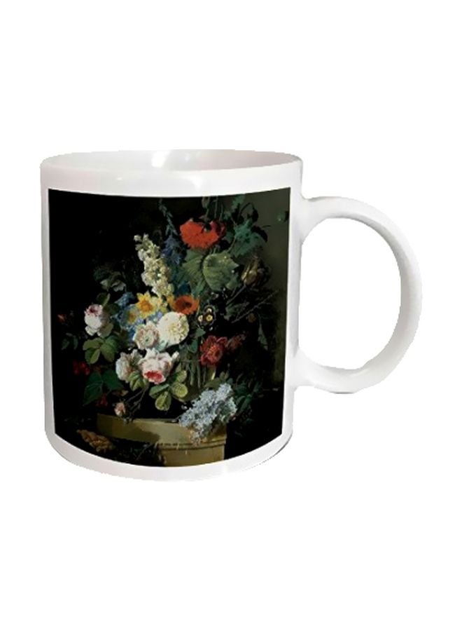 3Dروز Elaborate Still Life in a Glass Vase Ceramic Coffee Mug Black/Red/White