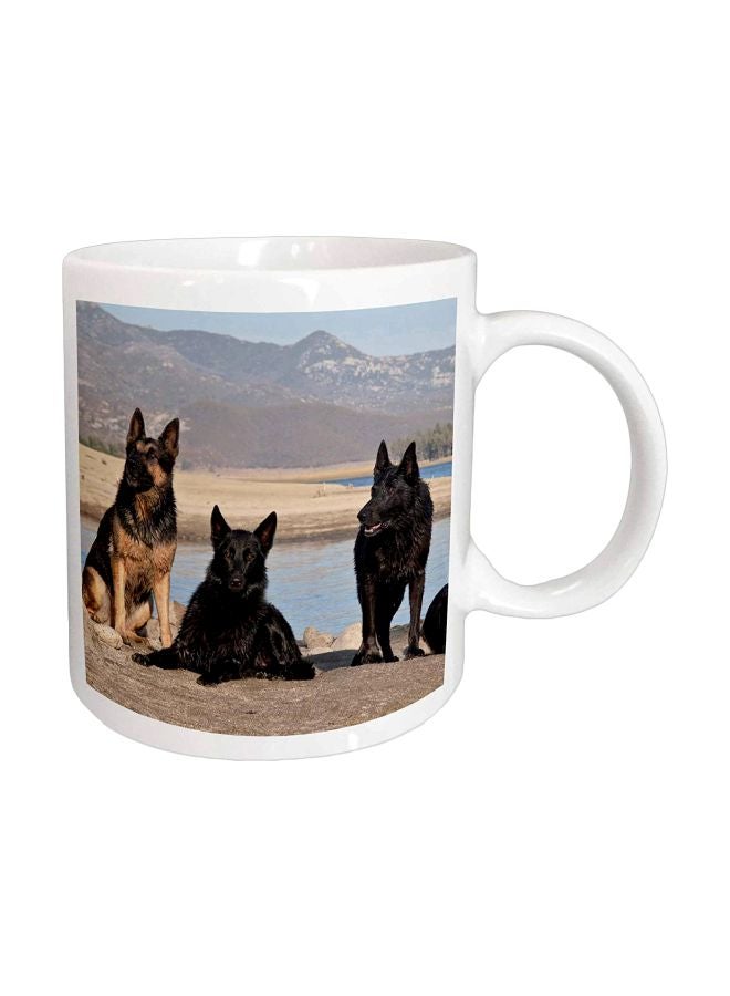 3Dروز مج بطبعة أربعة كلاب من سلالة الراعي الألماني أبيض / أسود / بني