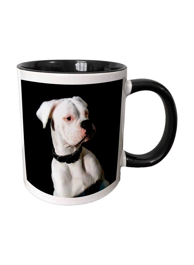 3DROSE Boxer Uncropped Ears Printed Mug White