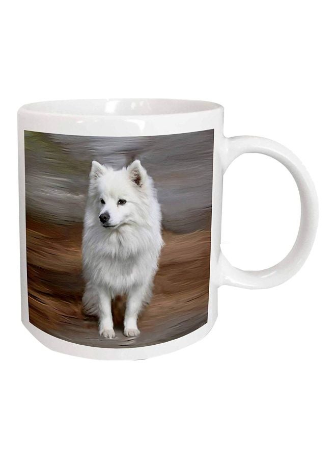 3Dروز مج من السيراميك بطبعة كلب أبيض/ بني/ رمادي