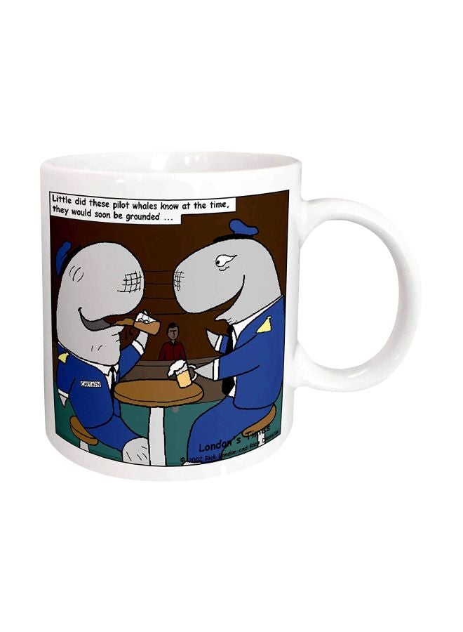 3Dروز مج من السيراميك بطبعة أبيض/بني/أخضر