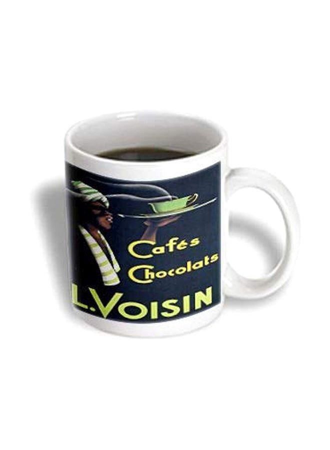 3Dروز كوب مج مطبوع عليه عبارة "Cafes Chocolats" أبيض/أسود/أصفر - Image 2