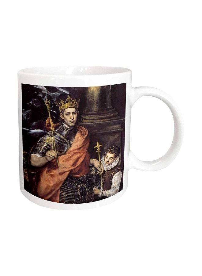 3DROSE King Of France Printed Mug White/Brown/Gold - Image 1