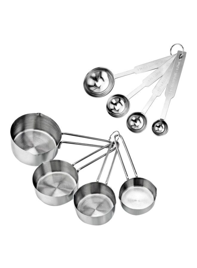 New Star Foodservice 8-Piece Stainless Steel Measuring Spoons And Cup Set Silver  - Image 1