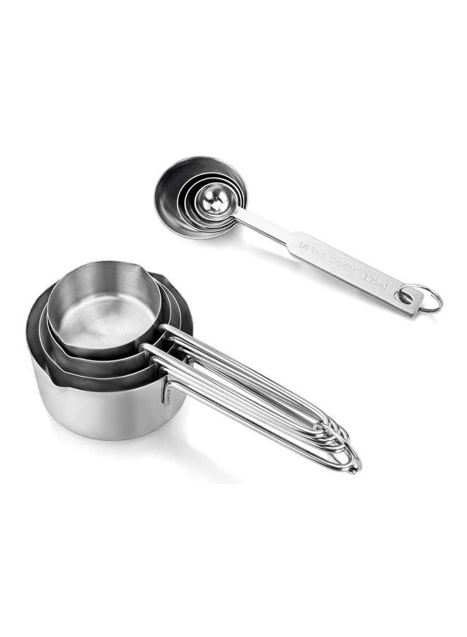 New Star Foodservice 8-Piece Stainless Steel Measuring Spoons And Cup Set Silver  - Image 2