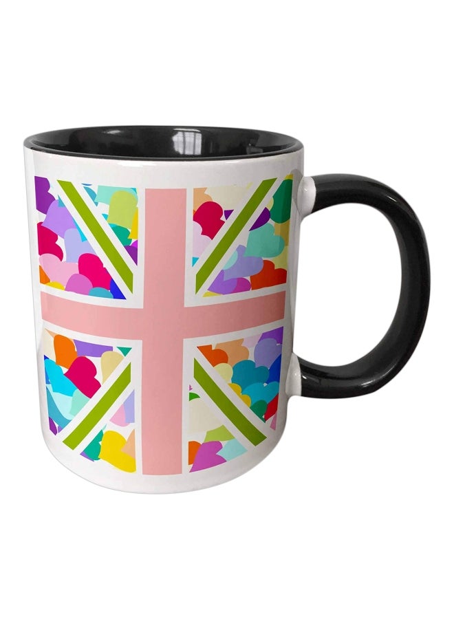 3DROSE Colorful Cute Hearts Flag Printed Mug Pink/Blue/White