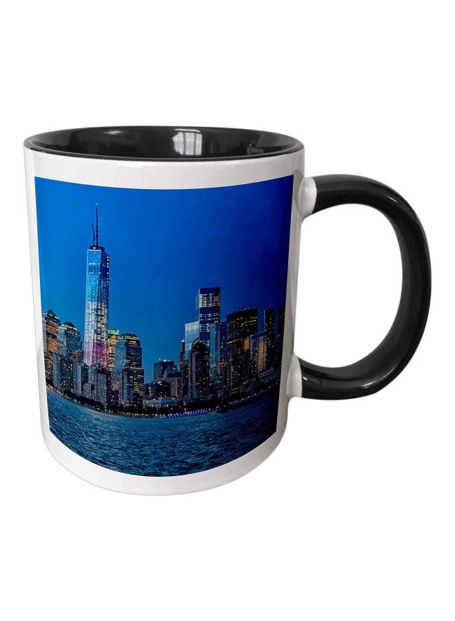 3Dروز مَج مُزين بطبعة صورة برج الحرية عند غروب الشمس أزرق/ أبيض/أحمر