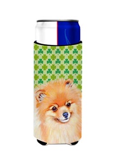 Pomeranian St. Patrick's Day Shamrock Portrait Printed Insulated Beverage Cover Multicolour 4x6.5inch