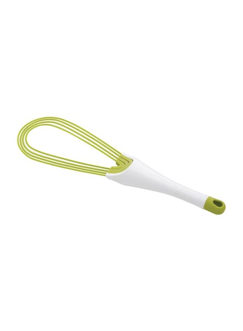 2-In-1 Silicone Coated Twist Whisk White/Green 11.5inch