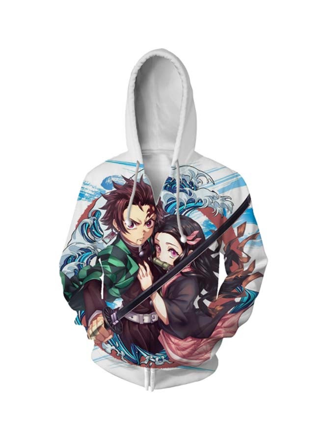 Demon Slayer: Kimetsu No Yaiba 3D Printed Zip Hoodie Multicolour  - Image 1