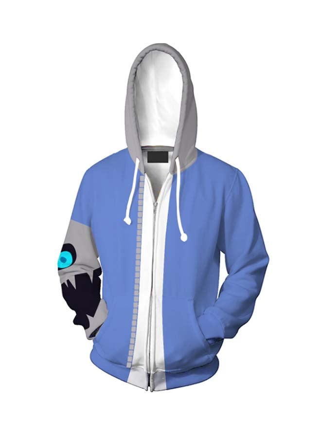 3D Printed Zipper Cardigan Hoodie Blue  - Image 1
